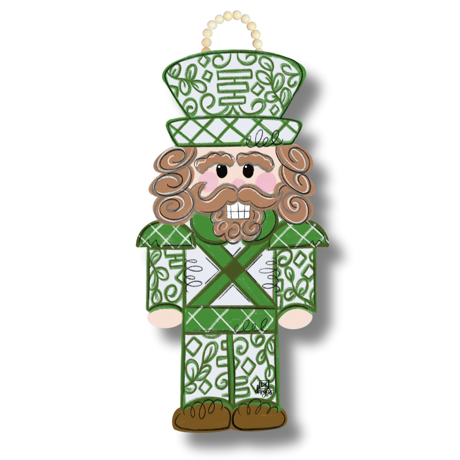【chiko】DUENDE WALL HANGER (1) Regal Nutcracker Christmas Door Hanger - Emerald & Red - (Hand Painted