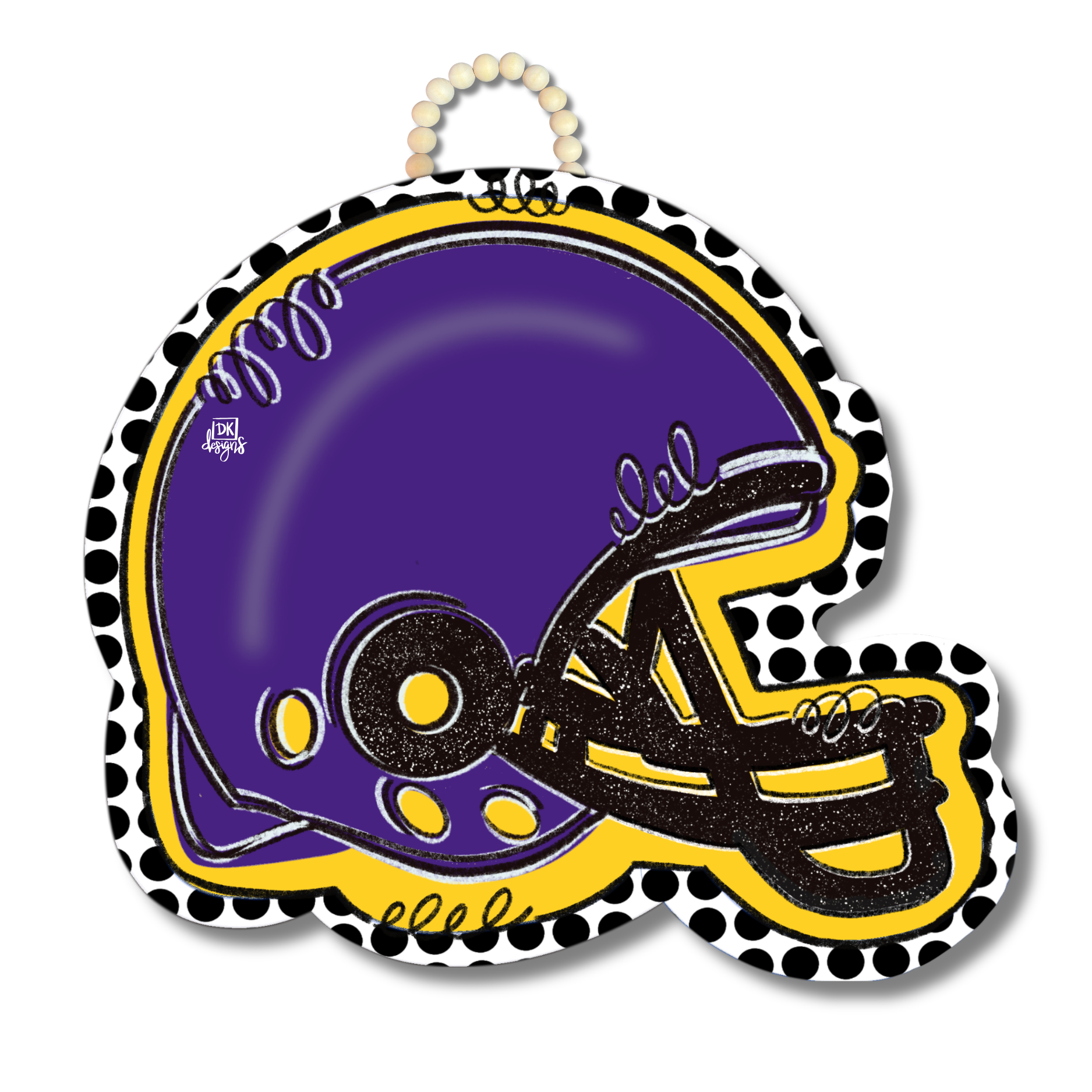 Yellow Gold and Purple FB Helmet Door Hanger
