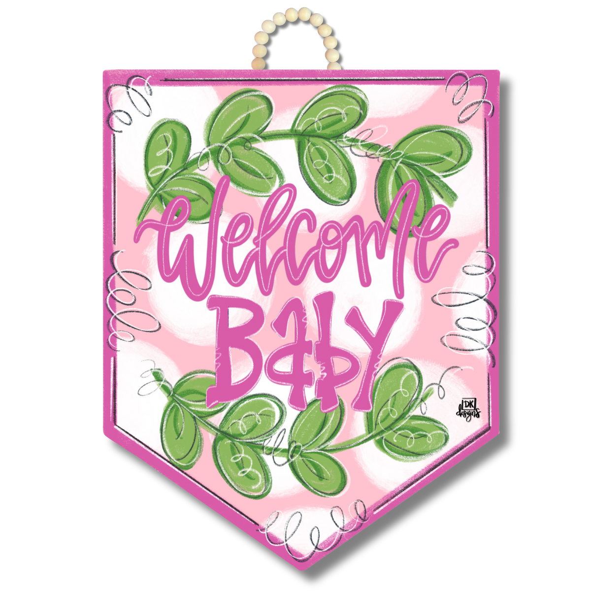 Pink Baby Pennant Door Hanger image 0