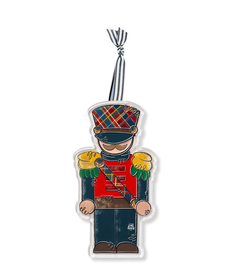 Plaid Navy Solider Acylic Ornament