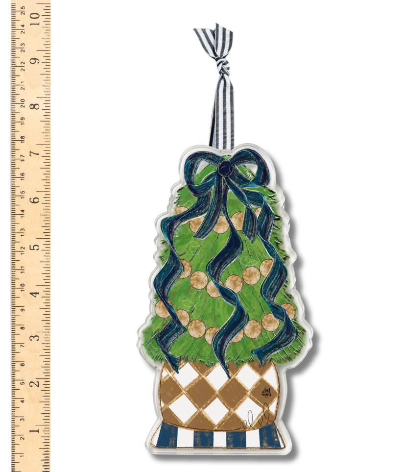Navy and Gold Christmas Tree Acrylic Ornament