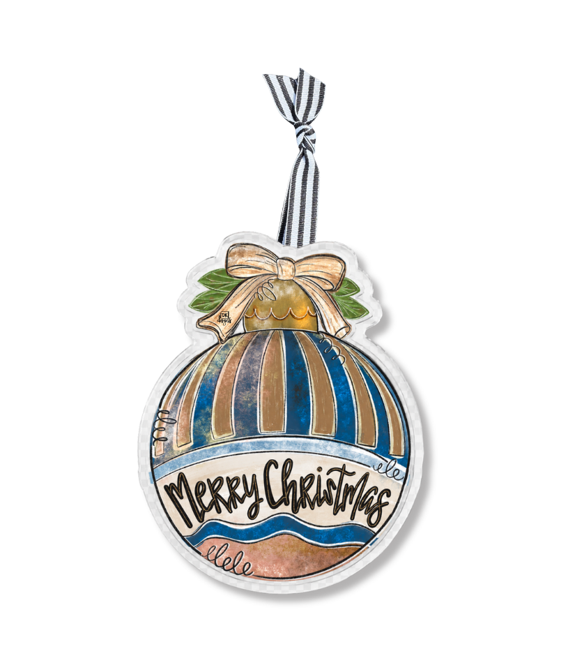 Navy and Gold Bulb Acrylic Ornament