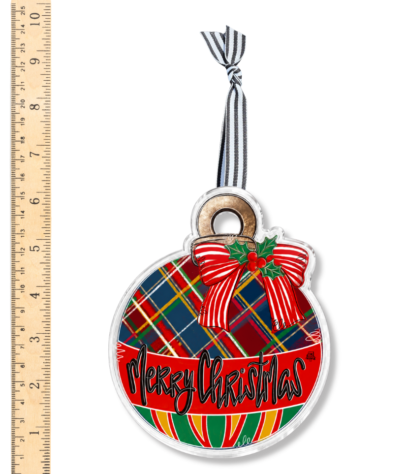 Plaid Bulb Acrylic Ornament by DK Designs Georgia