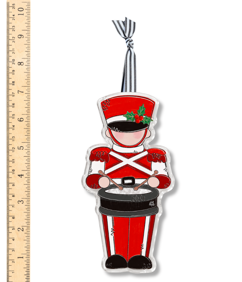 Red and White Soldier Acrylic Ornament by DK Designs Georgia