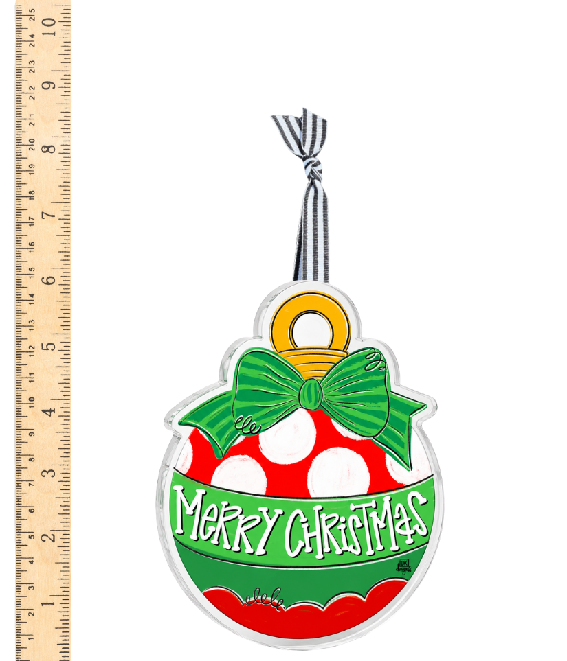 Red Dot Christmas Bulb Acrylic Ornament by DK Designs Georgia