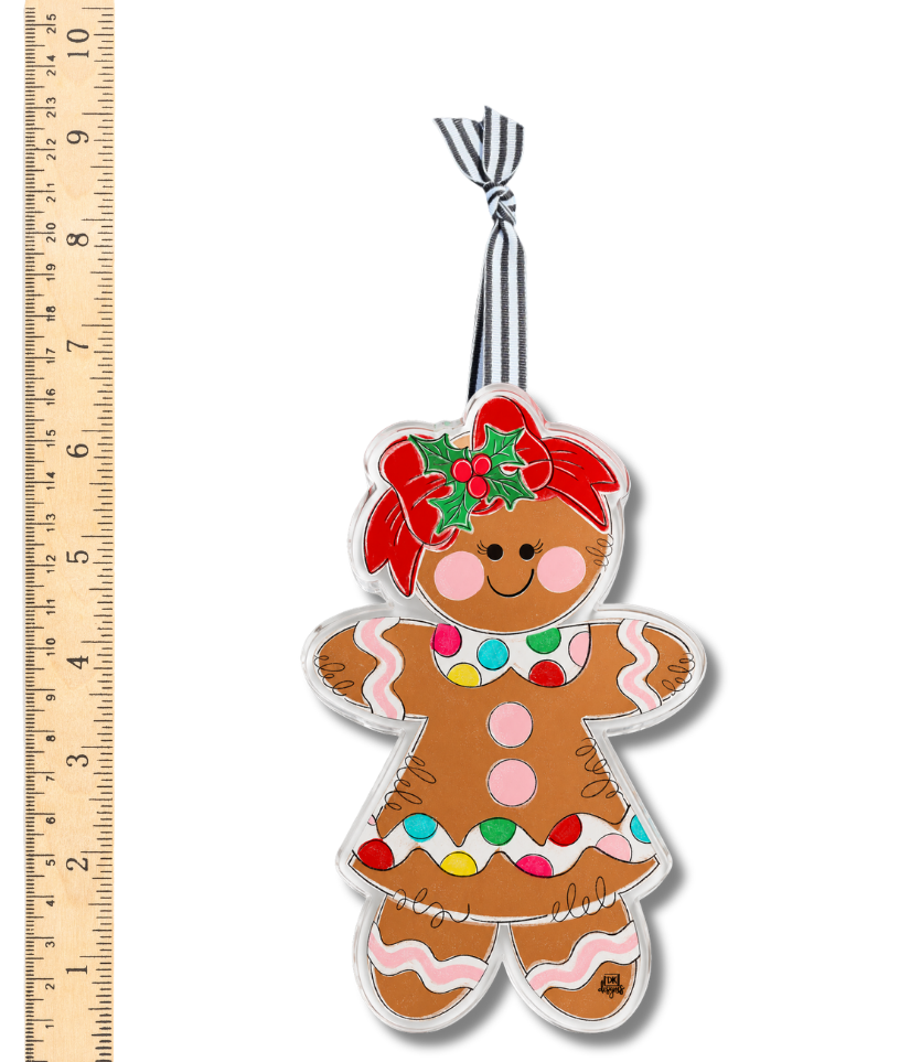 Gingerbread Girl Acrylic Ornament by DK Designs Georgia
