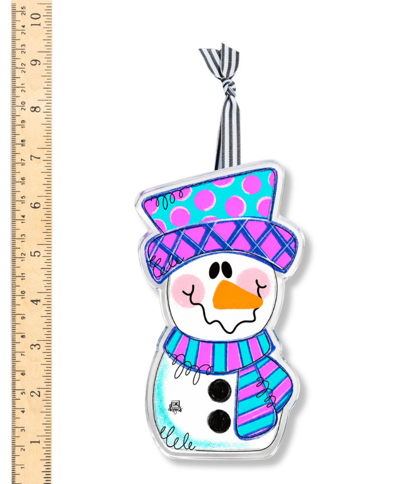 Pink Snowman Acrylic Ornament