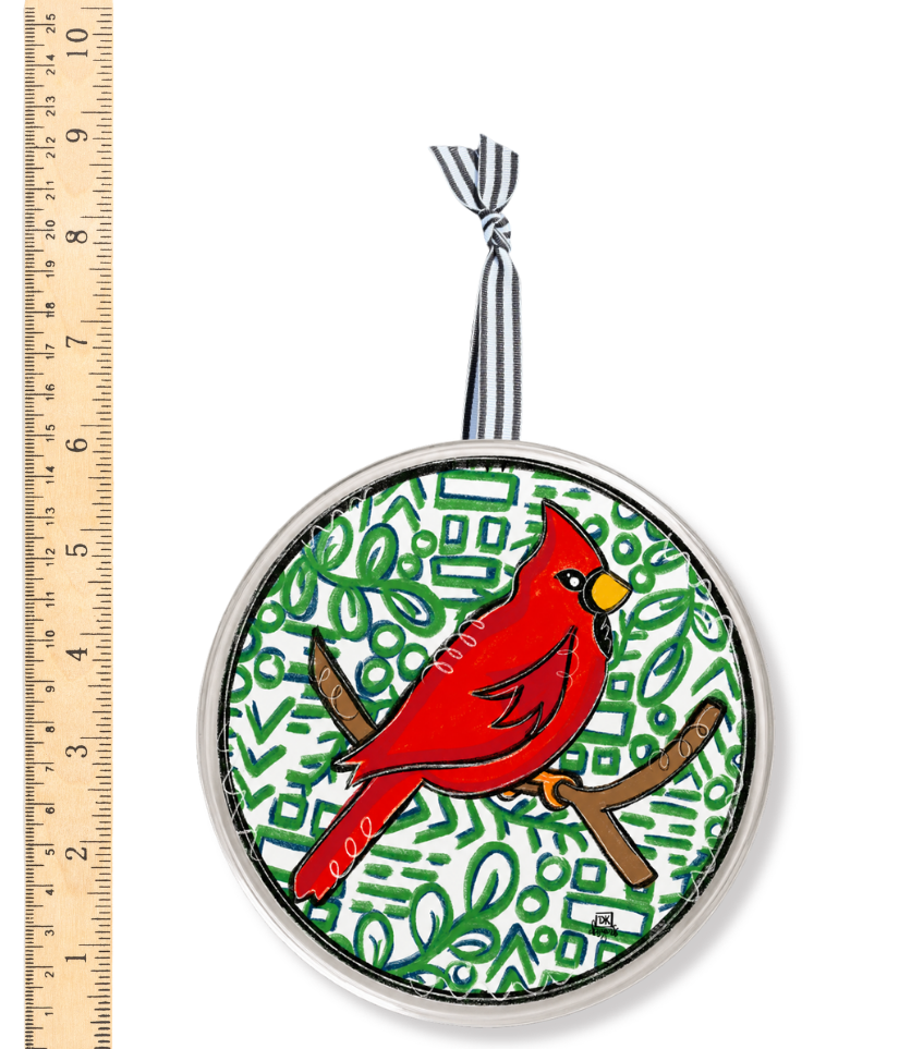Navy and Green Cardinal Acrylic Ornament