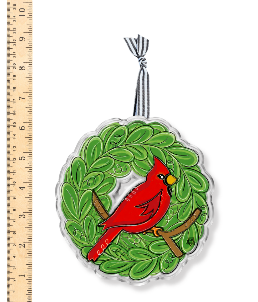 Cardinal Wreath Acrylic Ornament