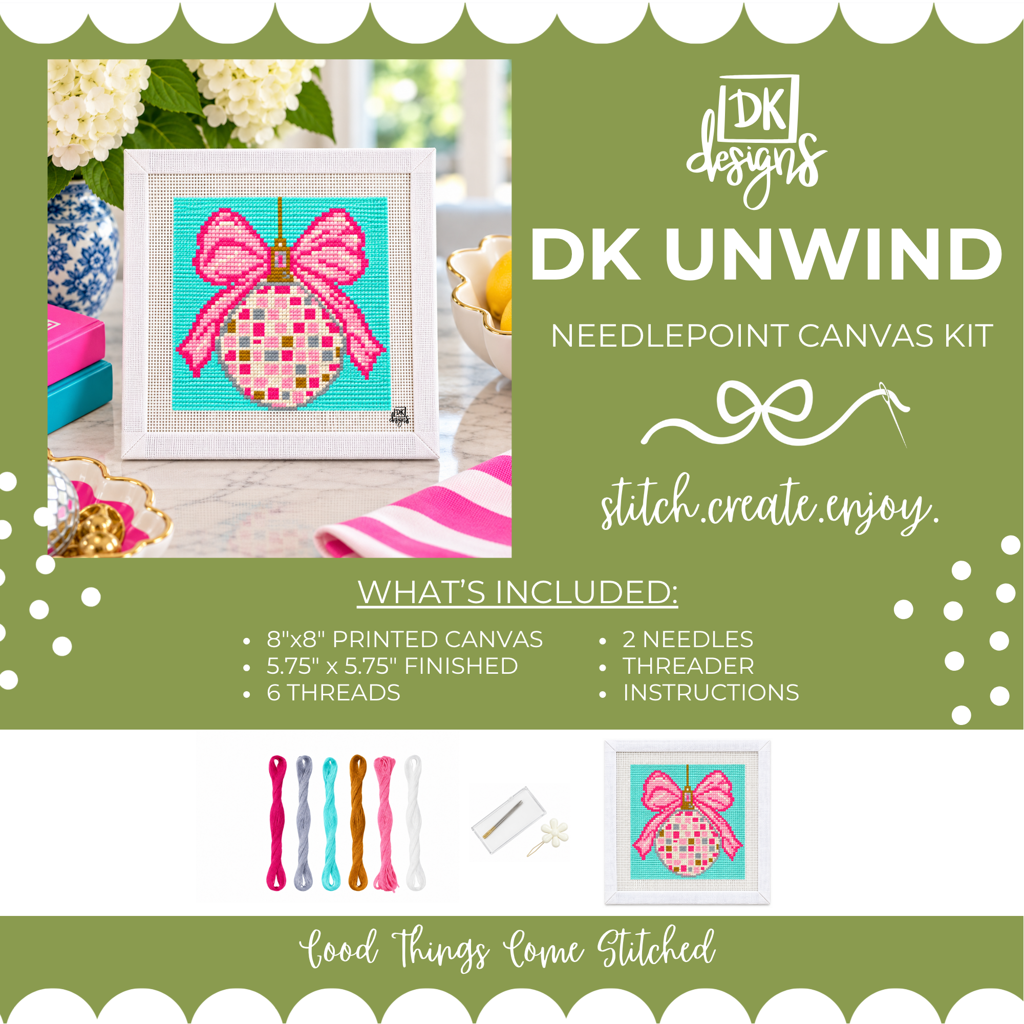 Disco Ball with Bow Canvas Kit by DK Unwind