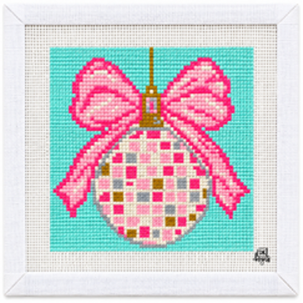 Medium Disco Ball with Bow Canvas Solo by DK Unwind