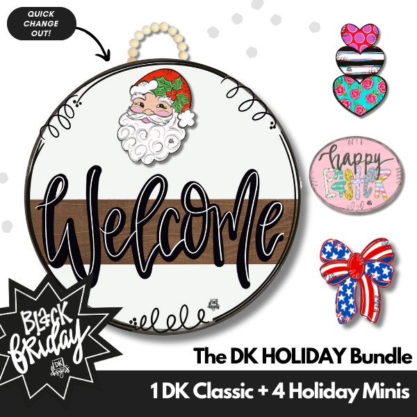 The Holiday Stained Classic Welcome Hanger & Mini Bundle by DK Designs Georgia