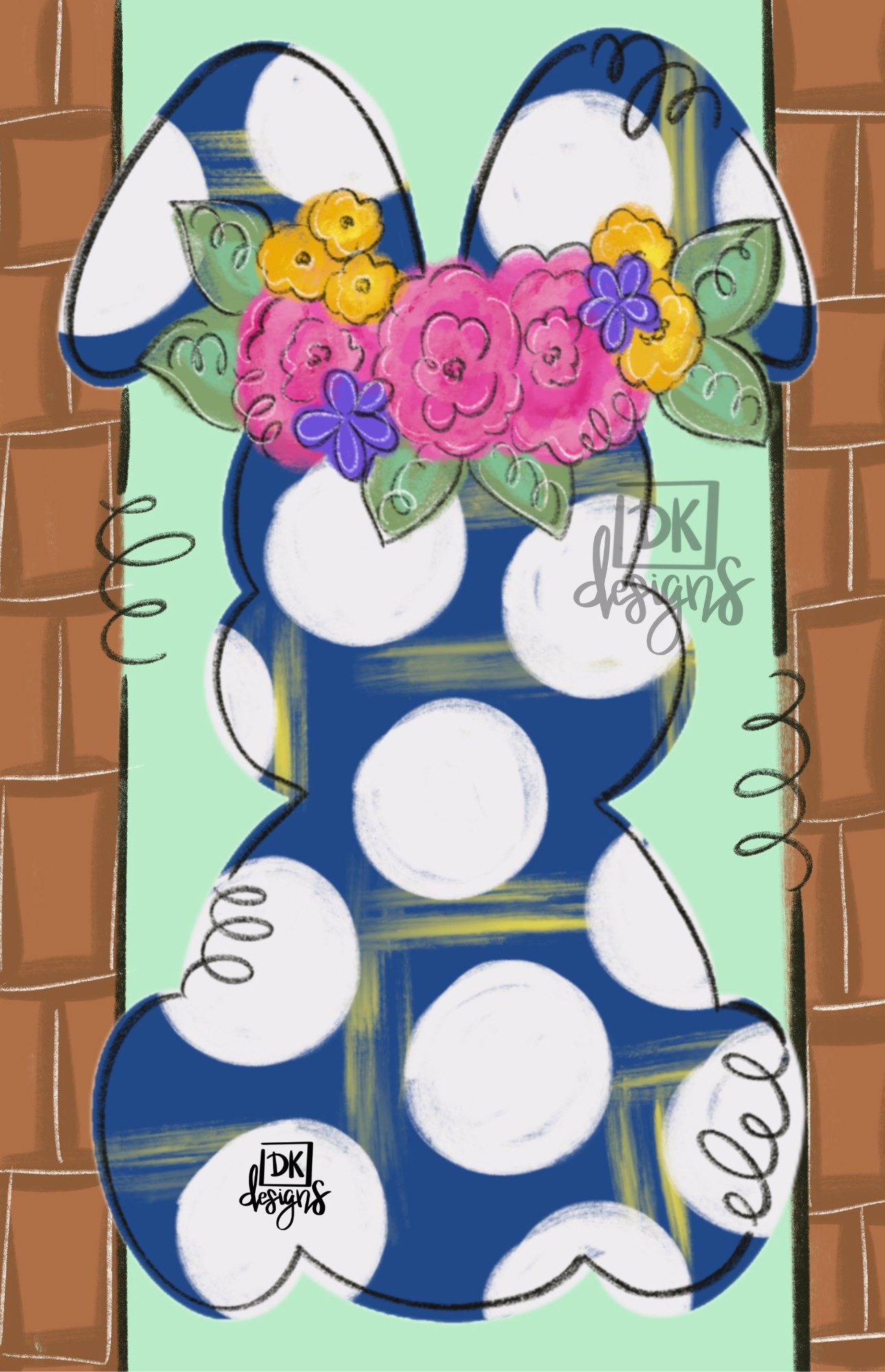 Navy Floral Bunny Glam