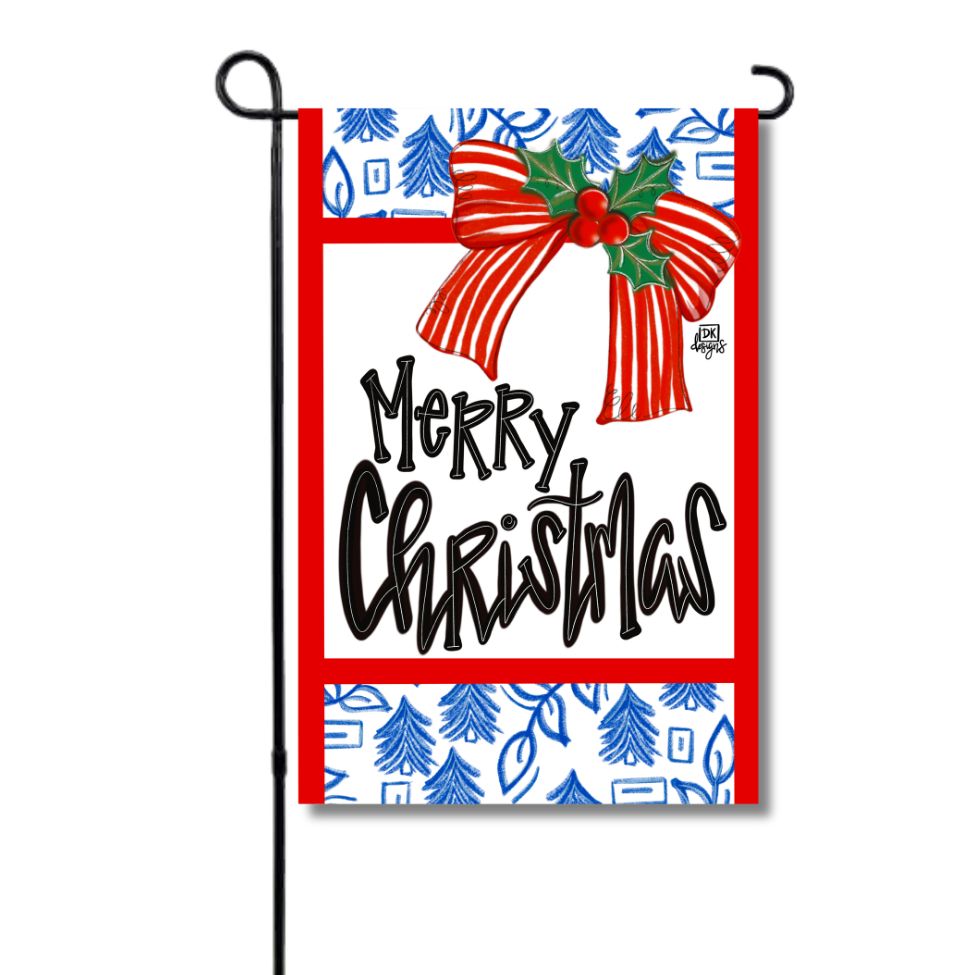 Blue and White Merry Christmas Garden Glam