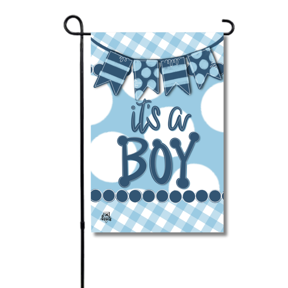 Blue It's a Boy Gingham Garden Glam