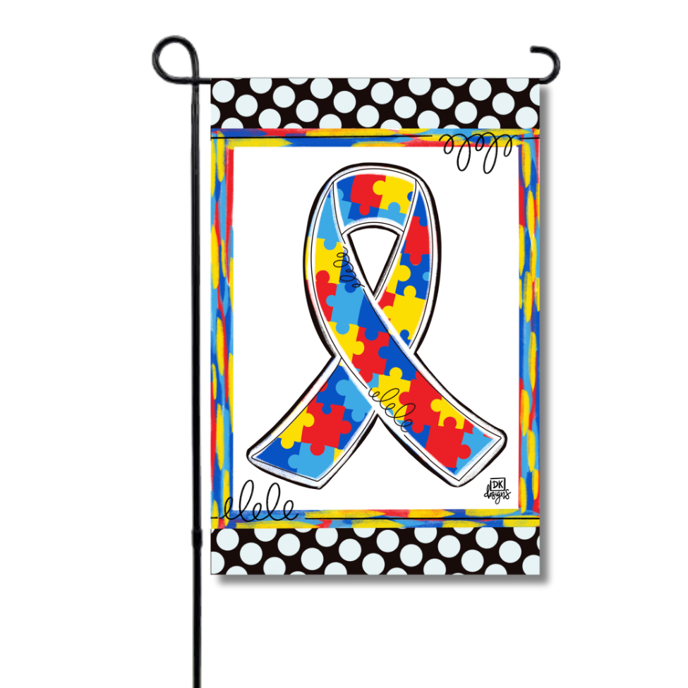 Puzzle Awareness Ribbon Garden Glam