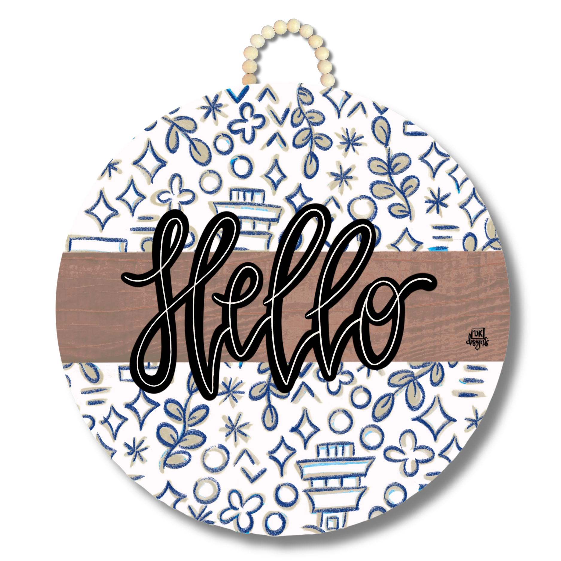 Mocha Chinoserie Door Hanger