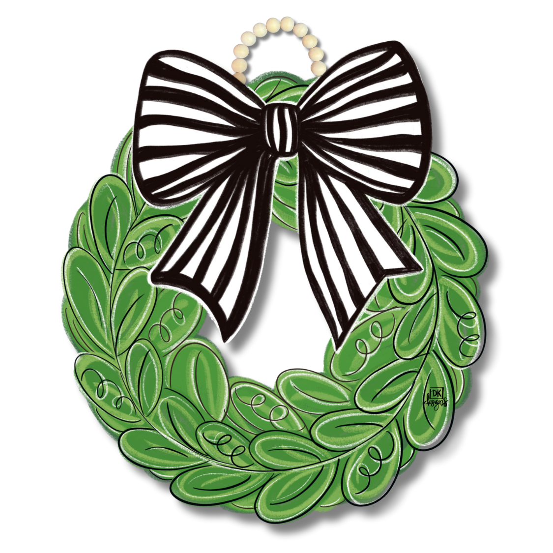 Black and White Bow Wreath Door Hanger / no mini