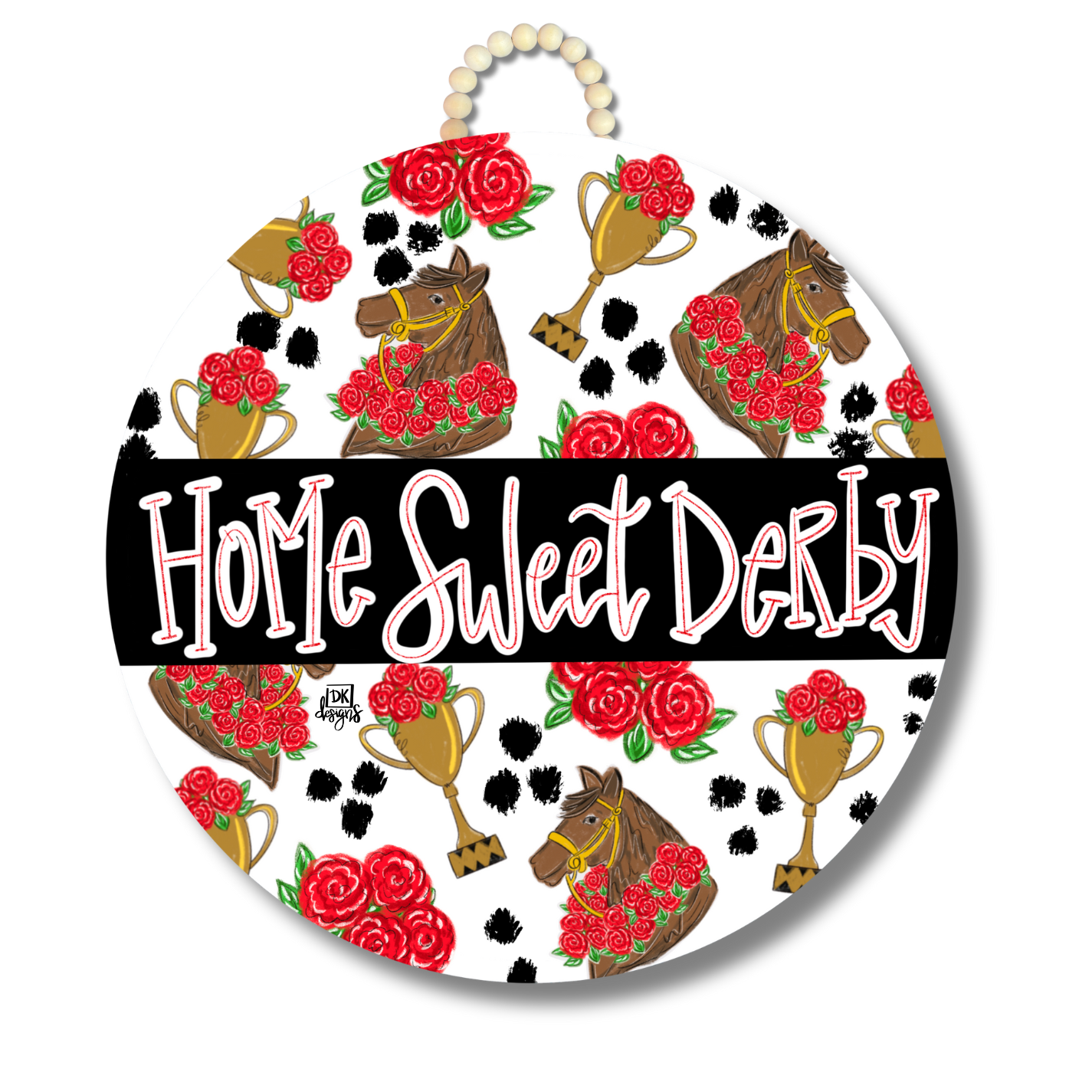Horse with roses (home sweet derby) Door Hanger