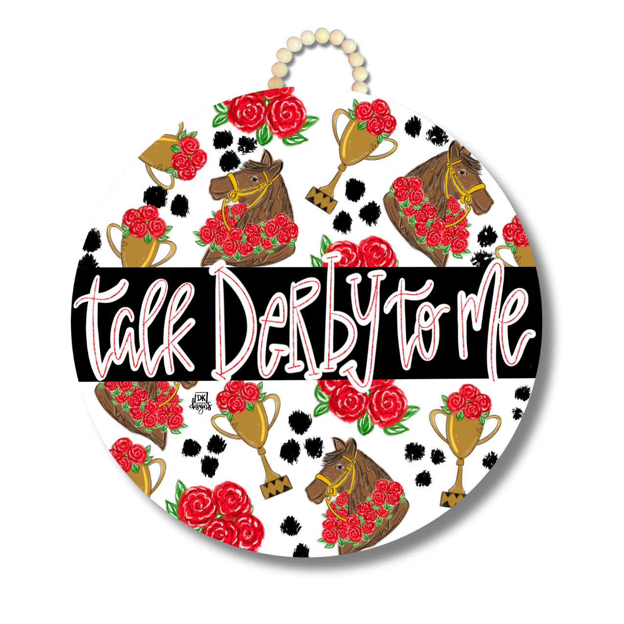 Horse with roses (talk derby to me) Door Hanger