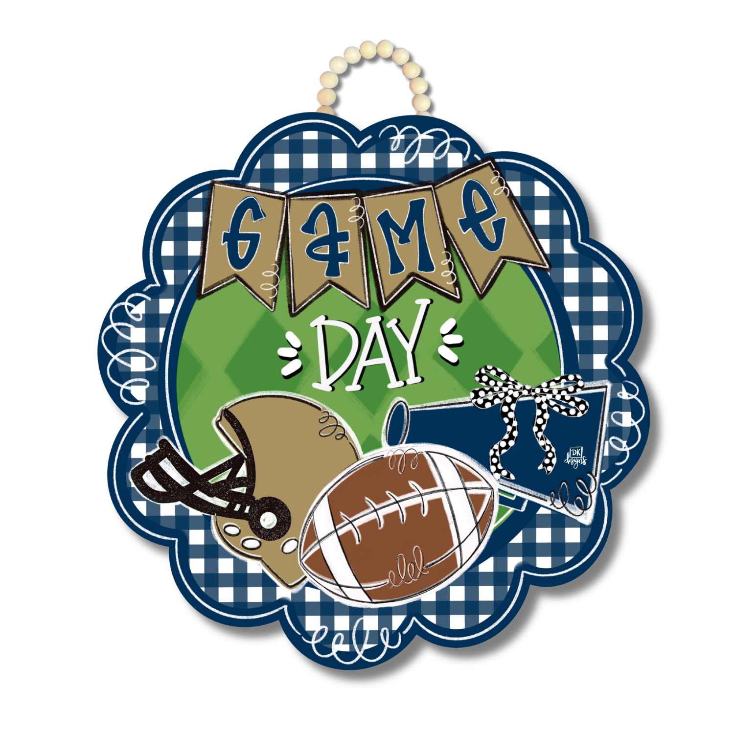 Navy and Gold Game Day Scallop Door Hanger