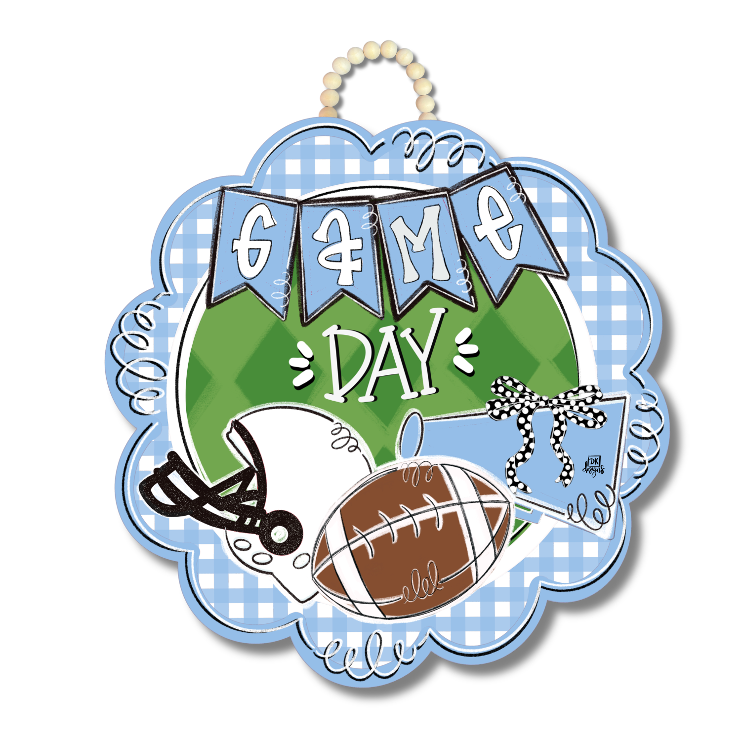 Powder Blue and White Game Day Scallop Day Scallop