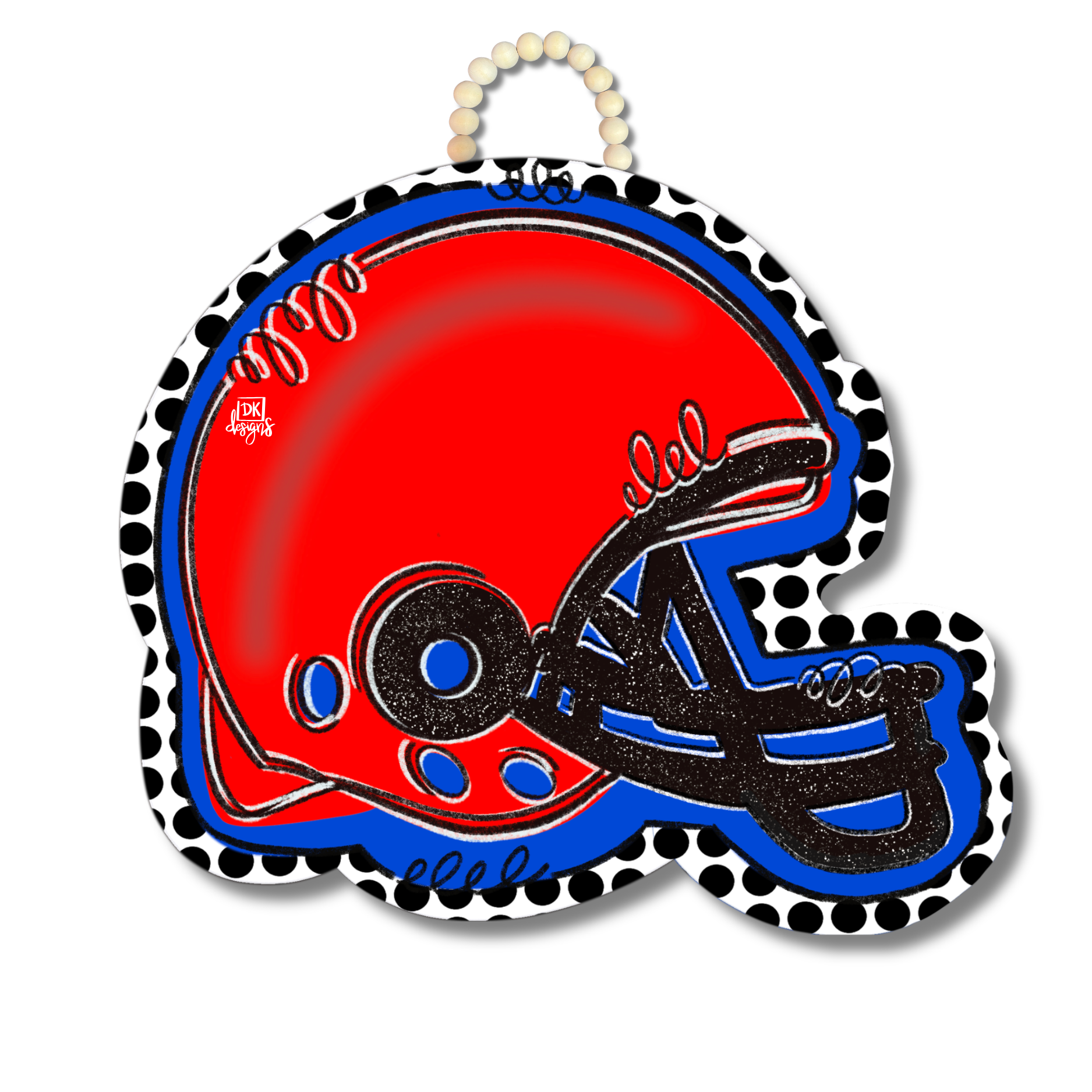 Red and Blue FB Helmet Door Hanger
