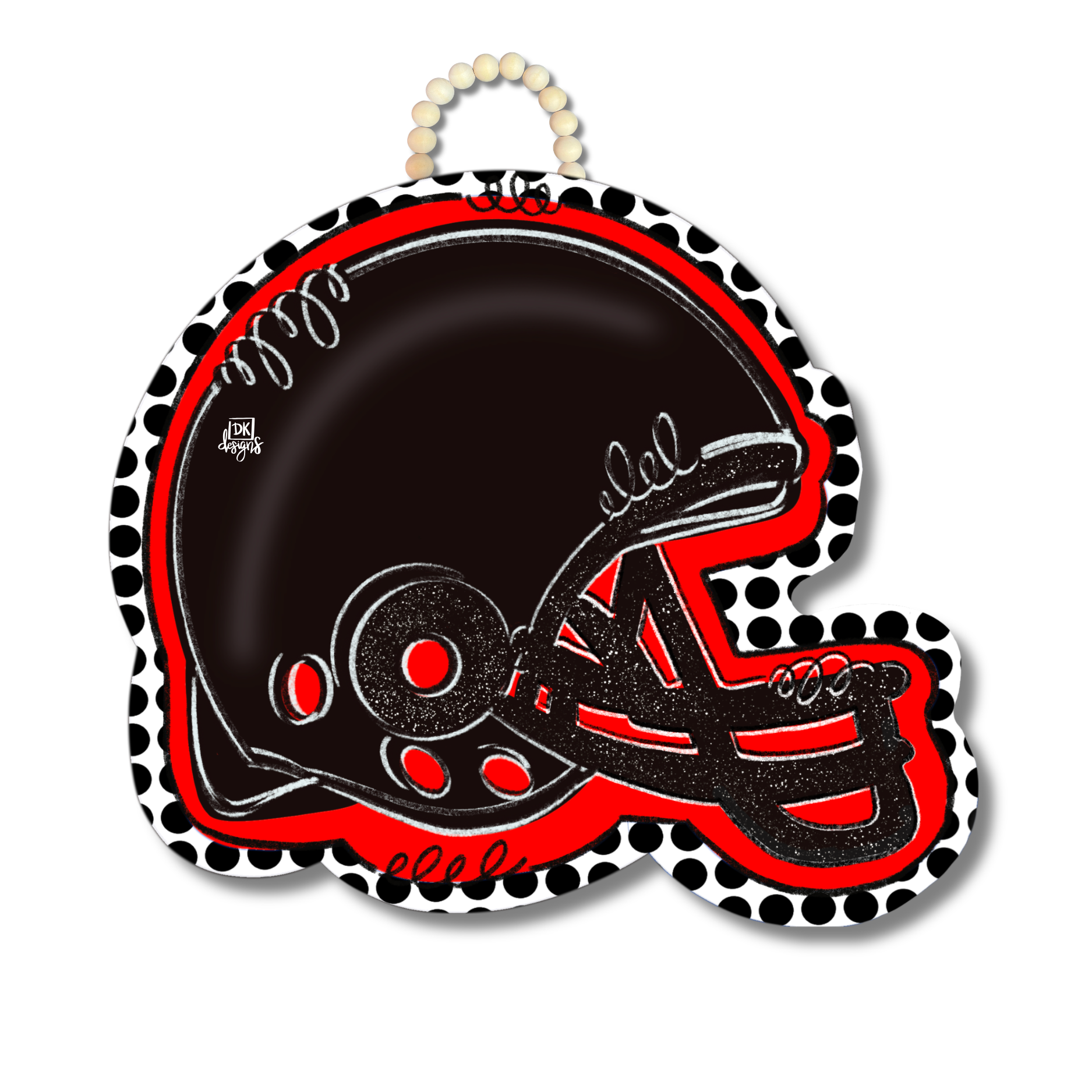 Red and Black FB Helmet Door Hanger