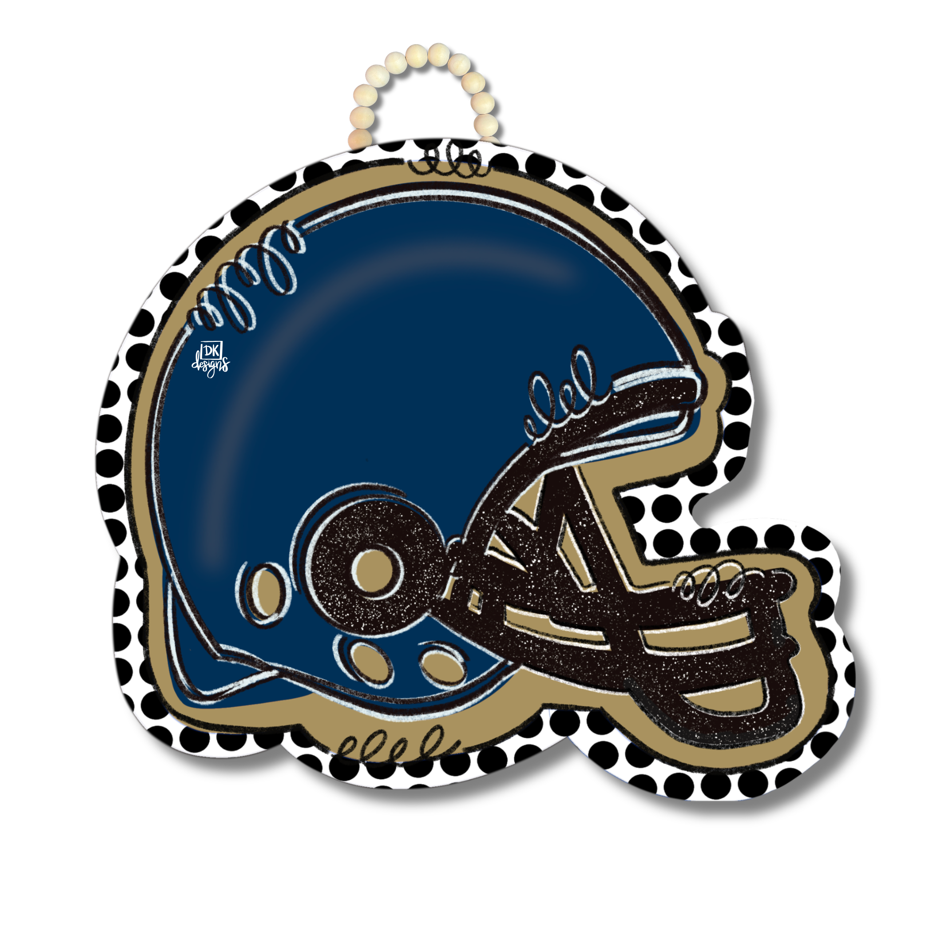 Navy and Gold FB Helmet Door Hanger
