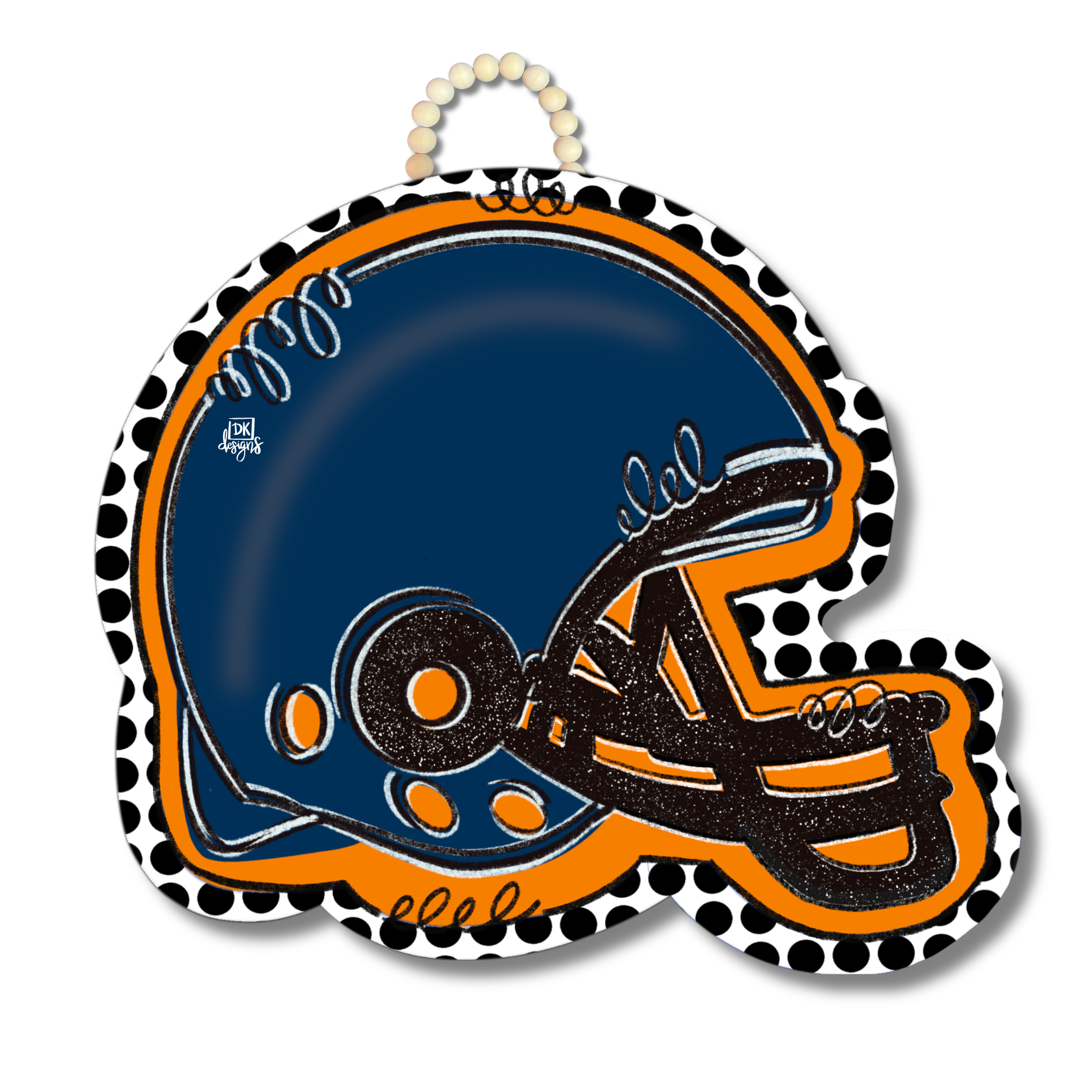 Orange and Navy FB Helmet Door Hanger