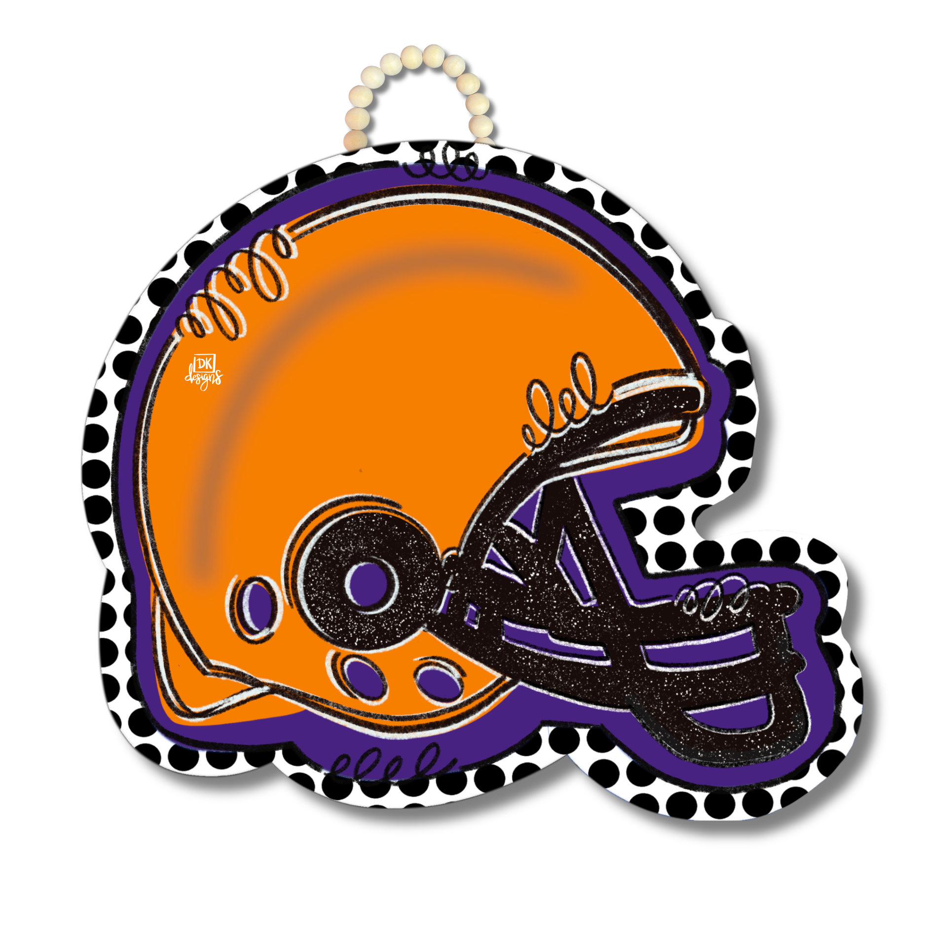 Orange and Purple FB Helmet Door Hanger