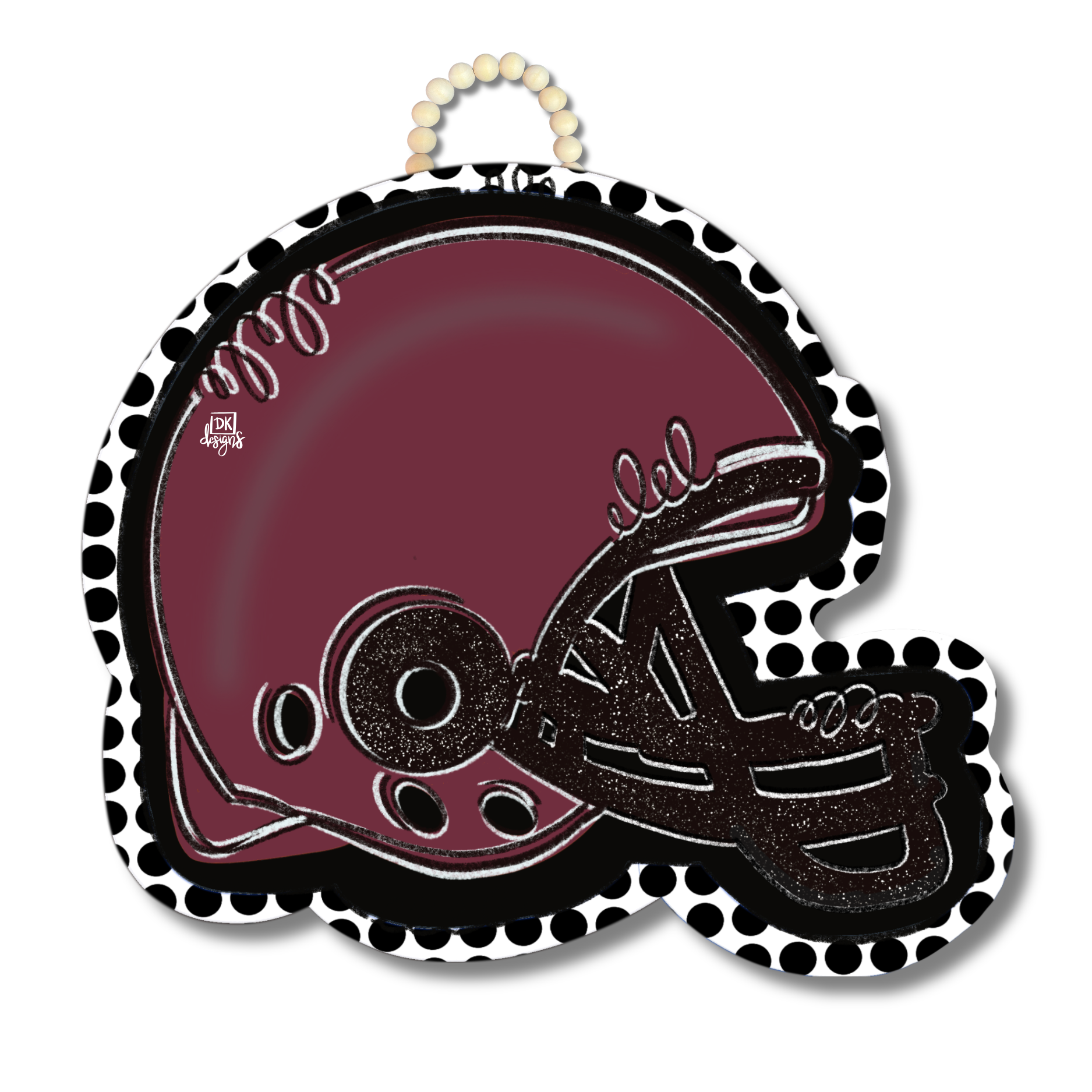 Maroon and Black FB Helmet Door Hanger