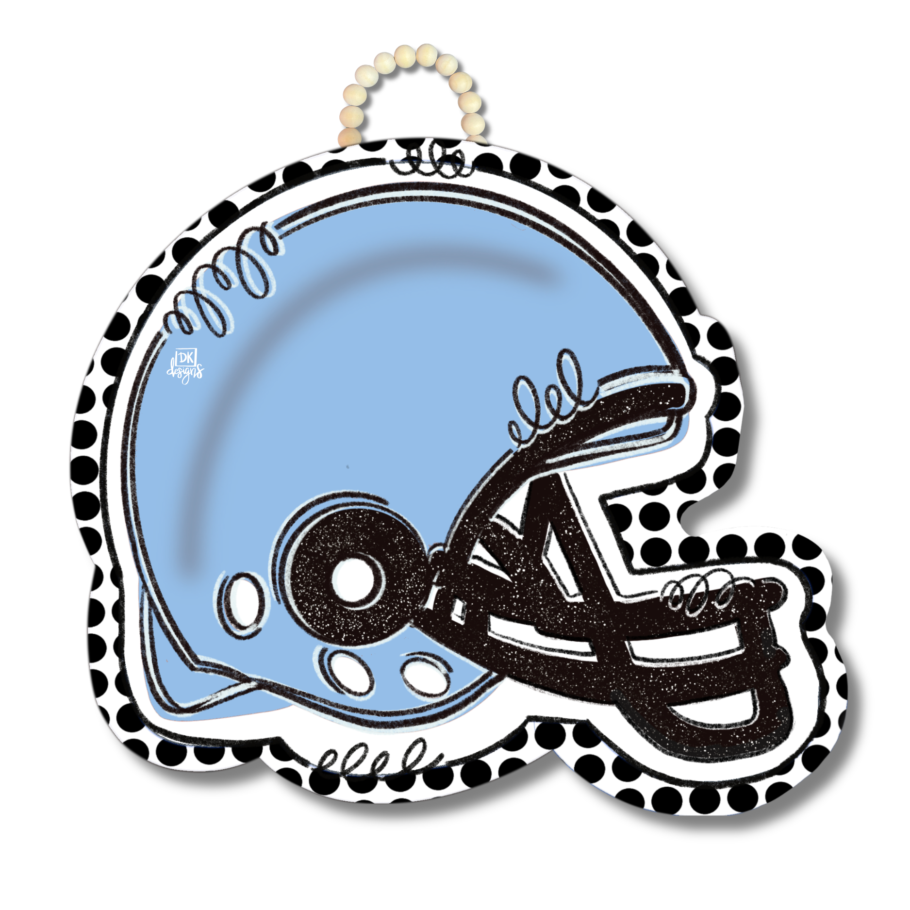 Powder Blue and White FB Helmet Door Hanger