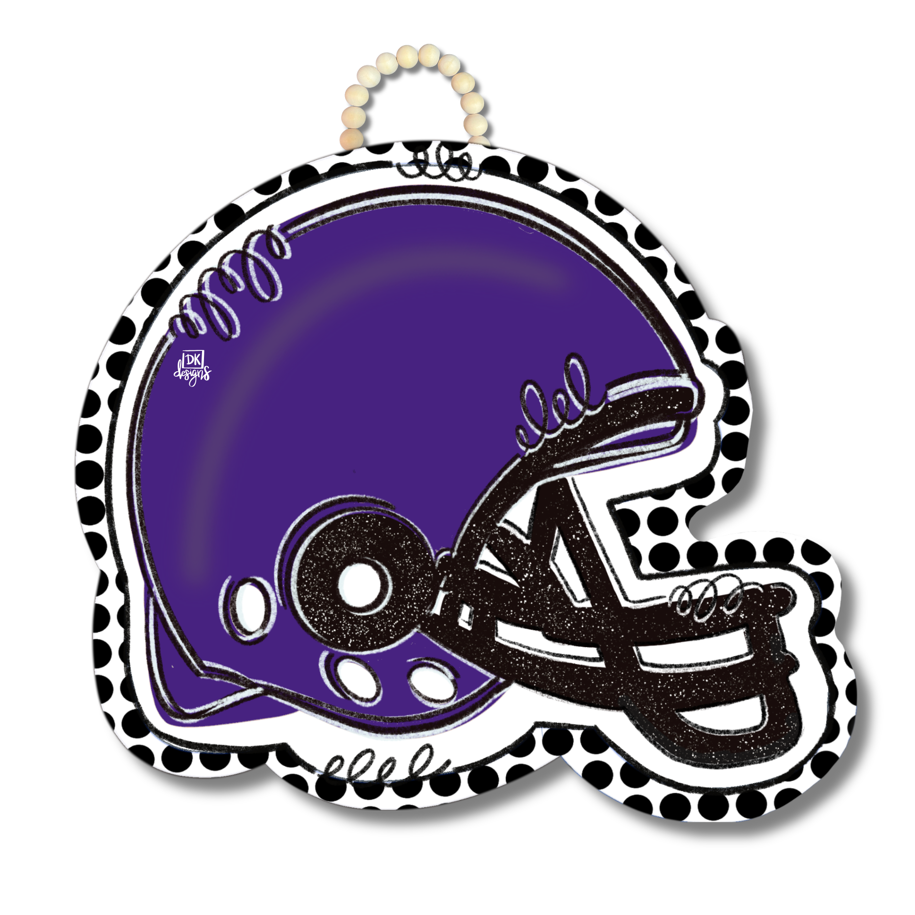 Purple and White FB Helmet Door Hanger