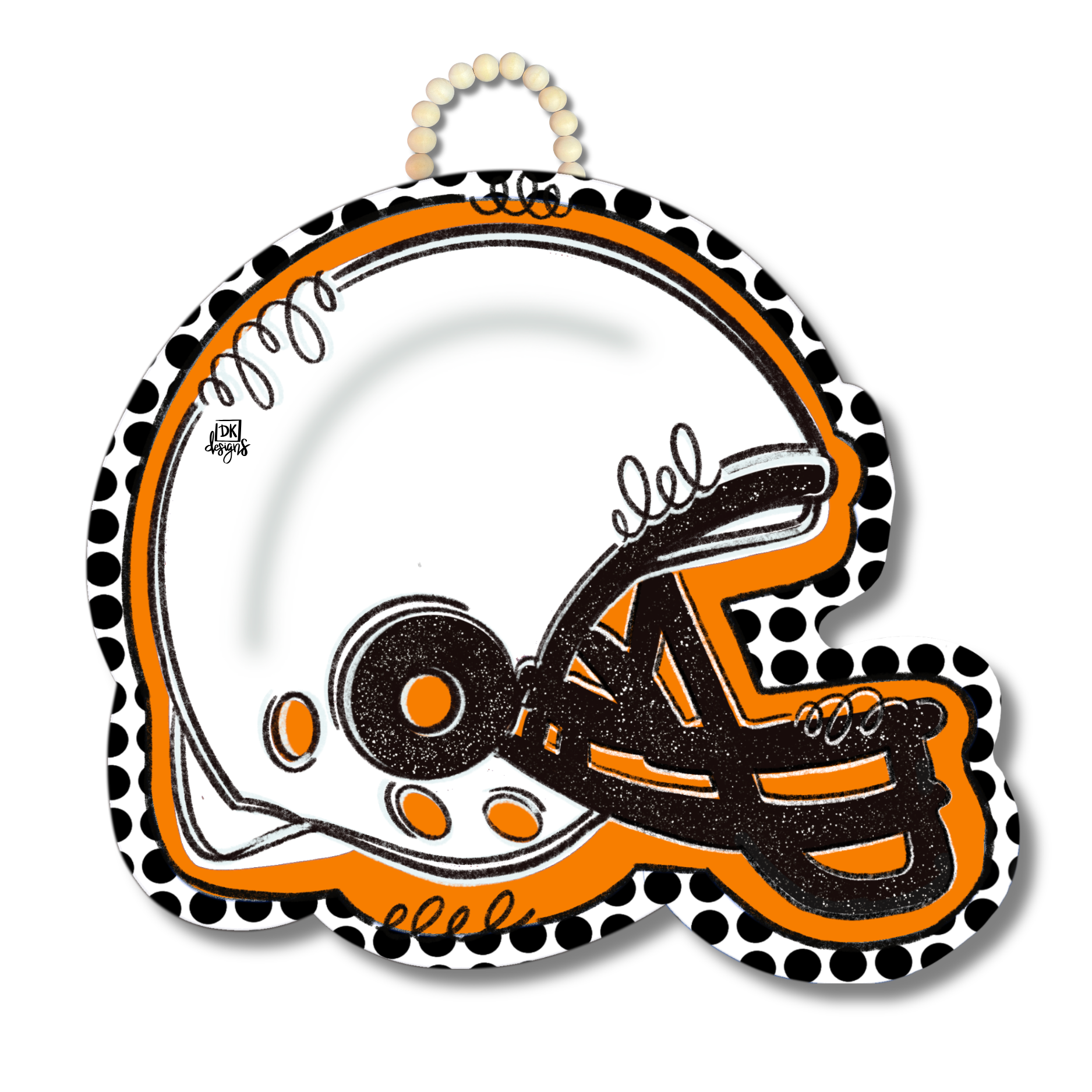 Orange and White FB Helmet Door Hanger