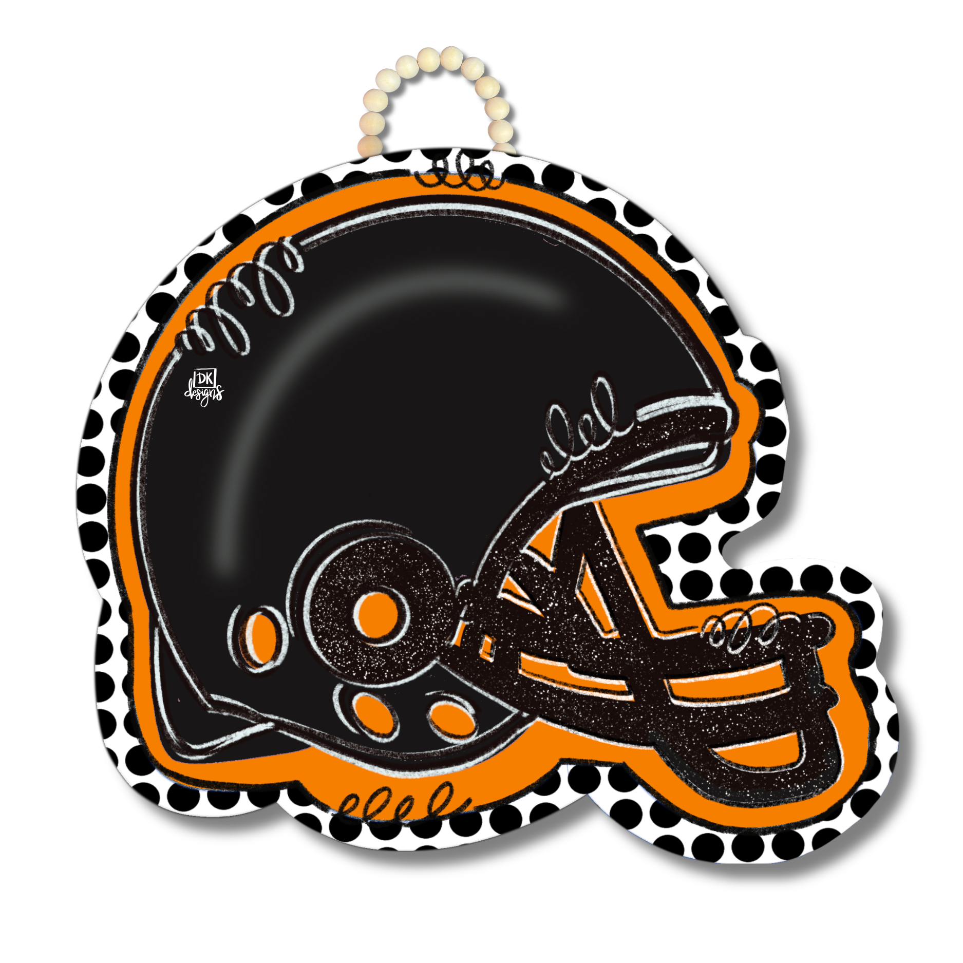 Orange and Black FB Helmet Door Hanger