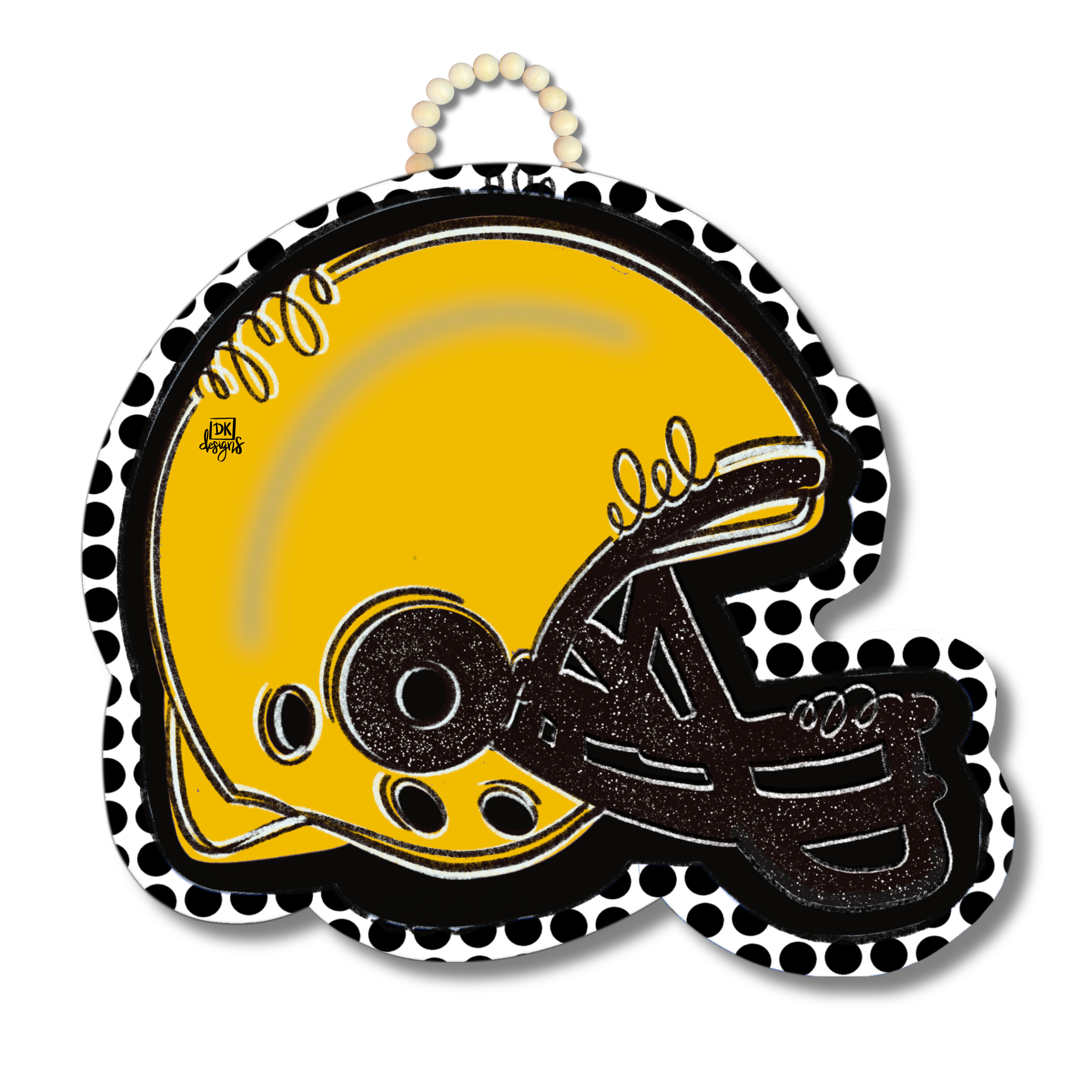 Yellow Gold and Black FB Helmet Door Hanger