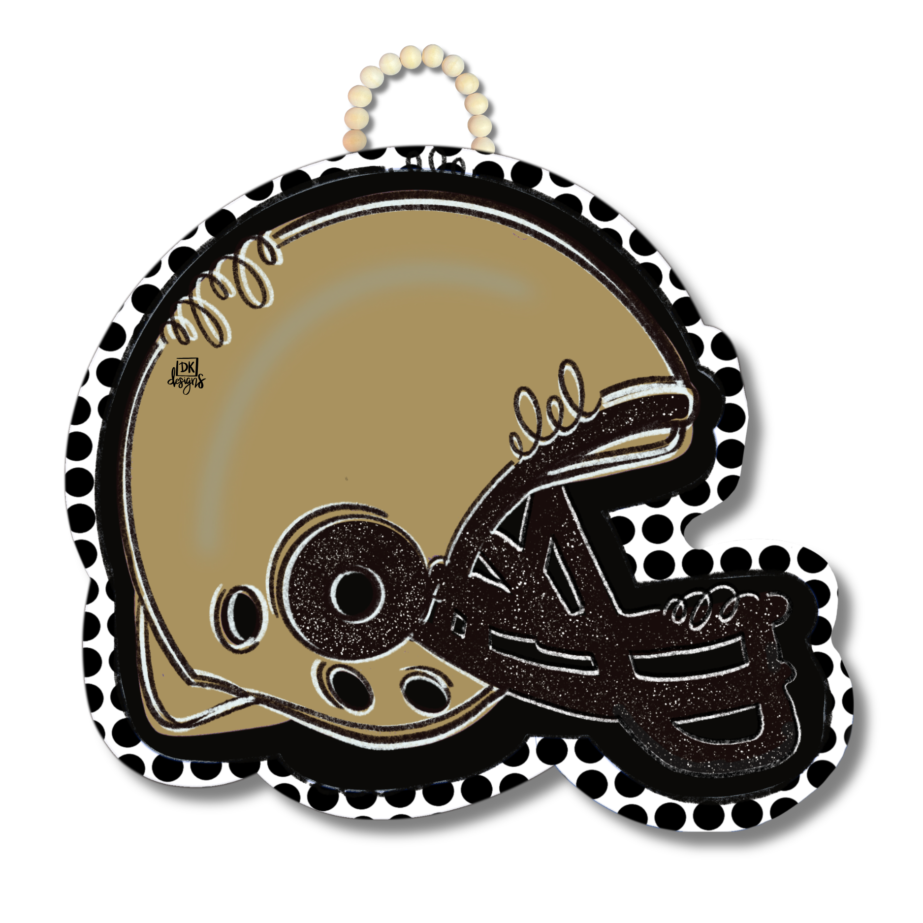 Black and Gold FB Helmet Door Hanger