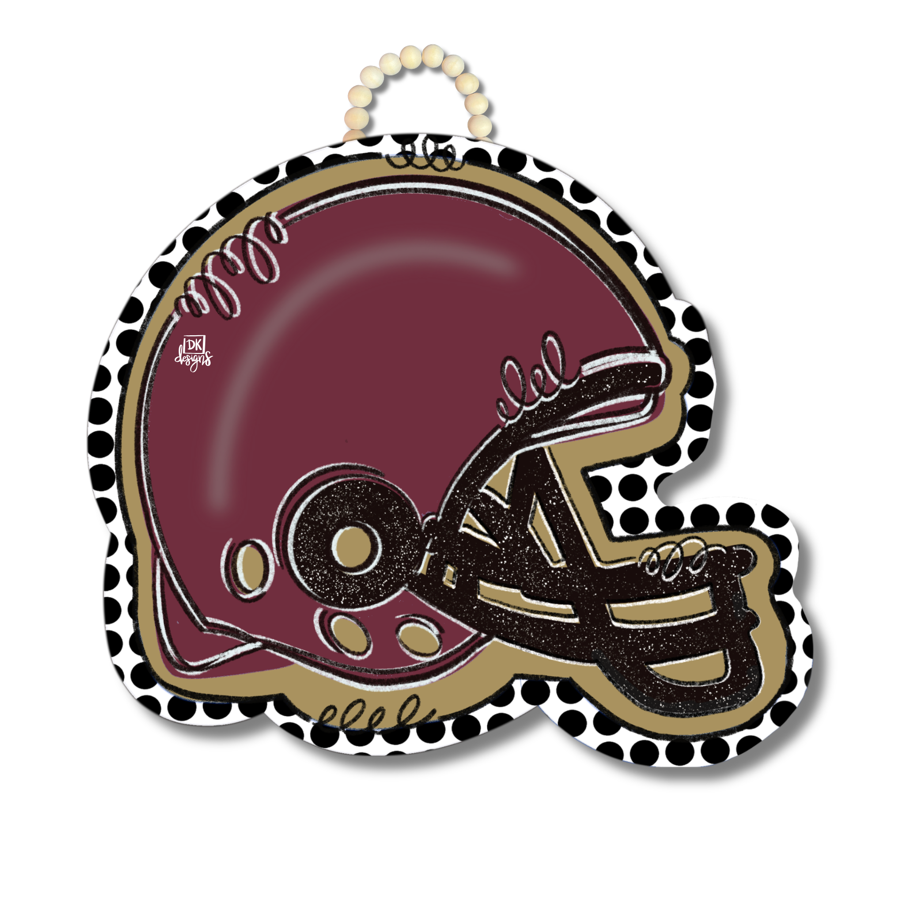 Maroon and Gold FB Helmet Door Hanger