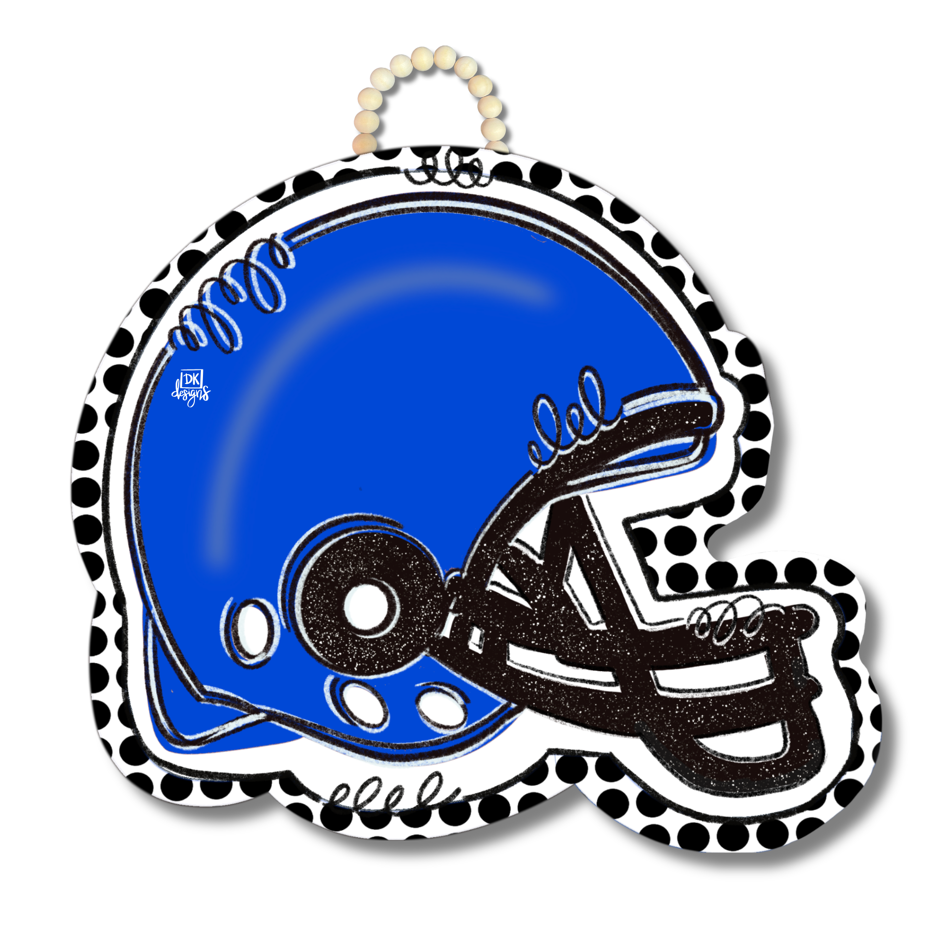 Blue and White FB Helmet Door Hanger