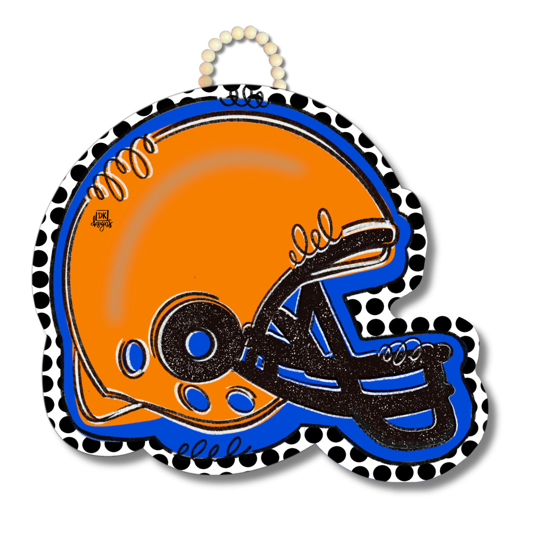 Orange and Blue FB Helmet Door Hanger