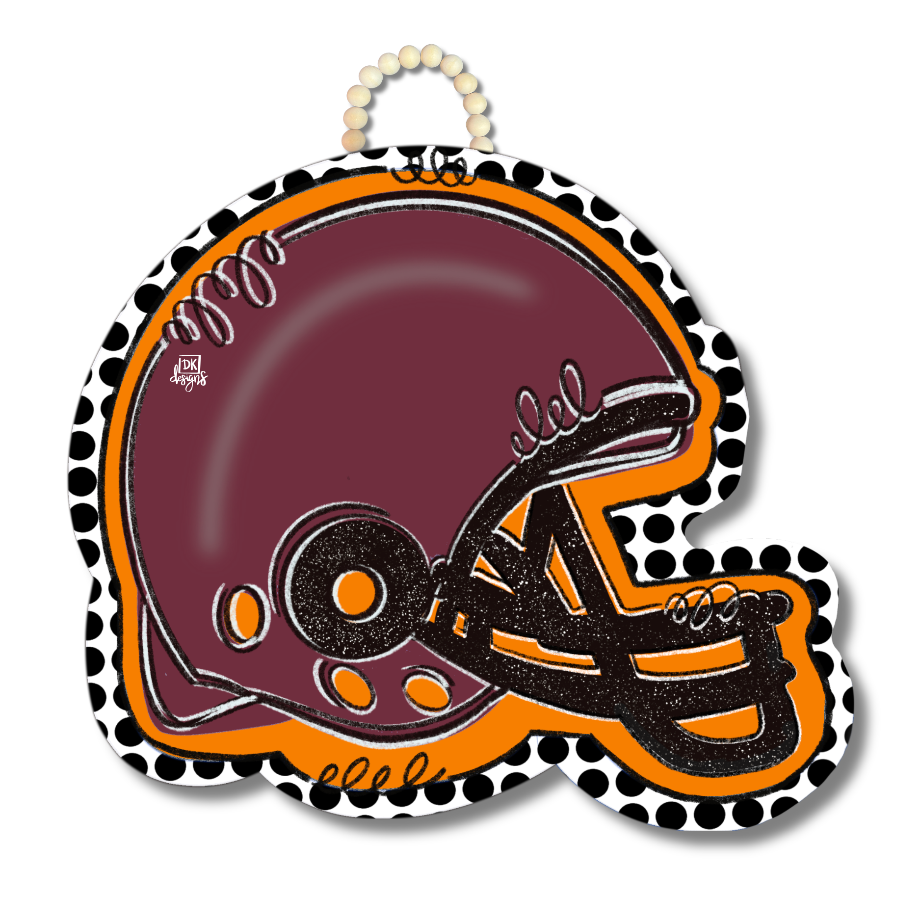 Orange and Maroon FB Helmet Door Hanger