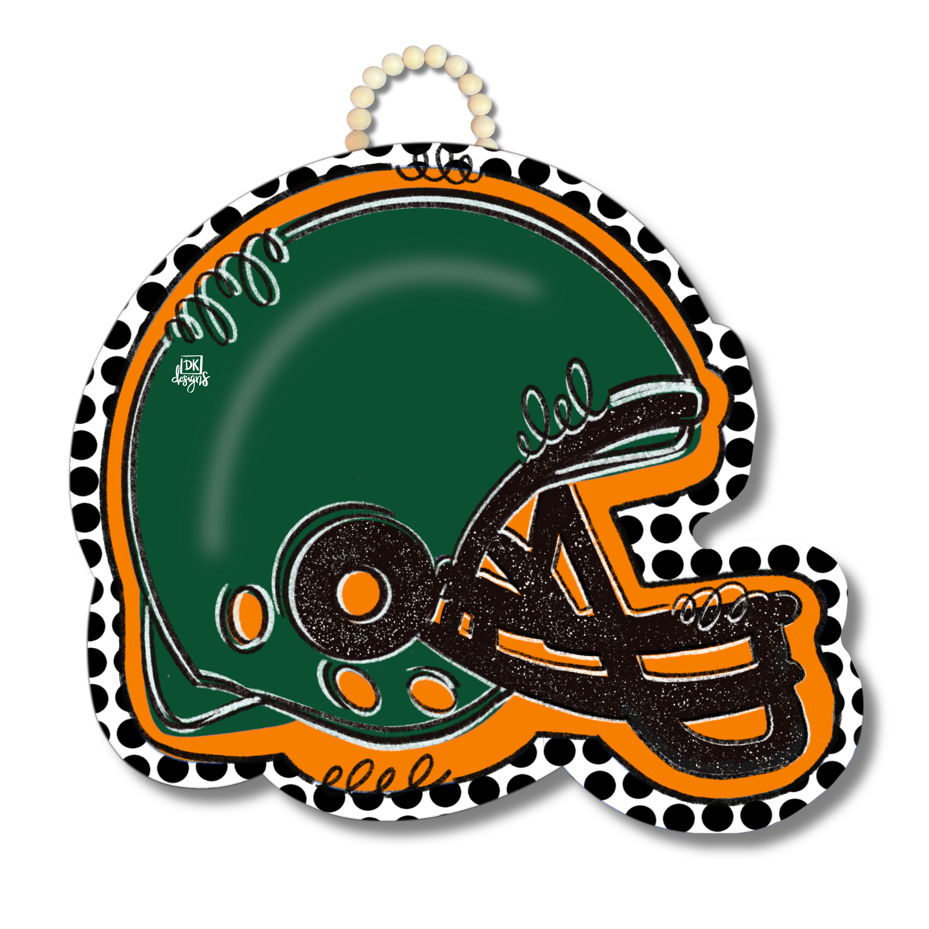 Orange and Green FB Helmet Door Hanger