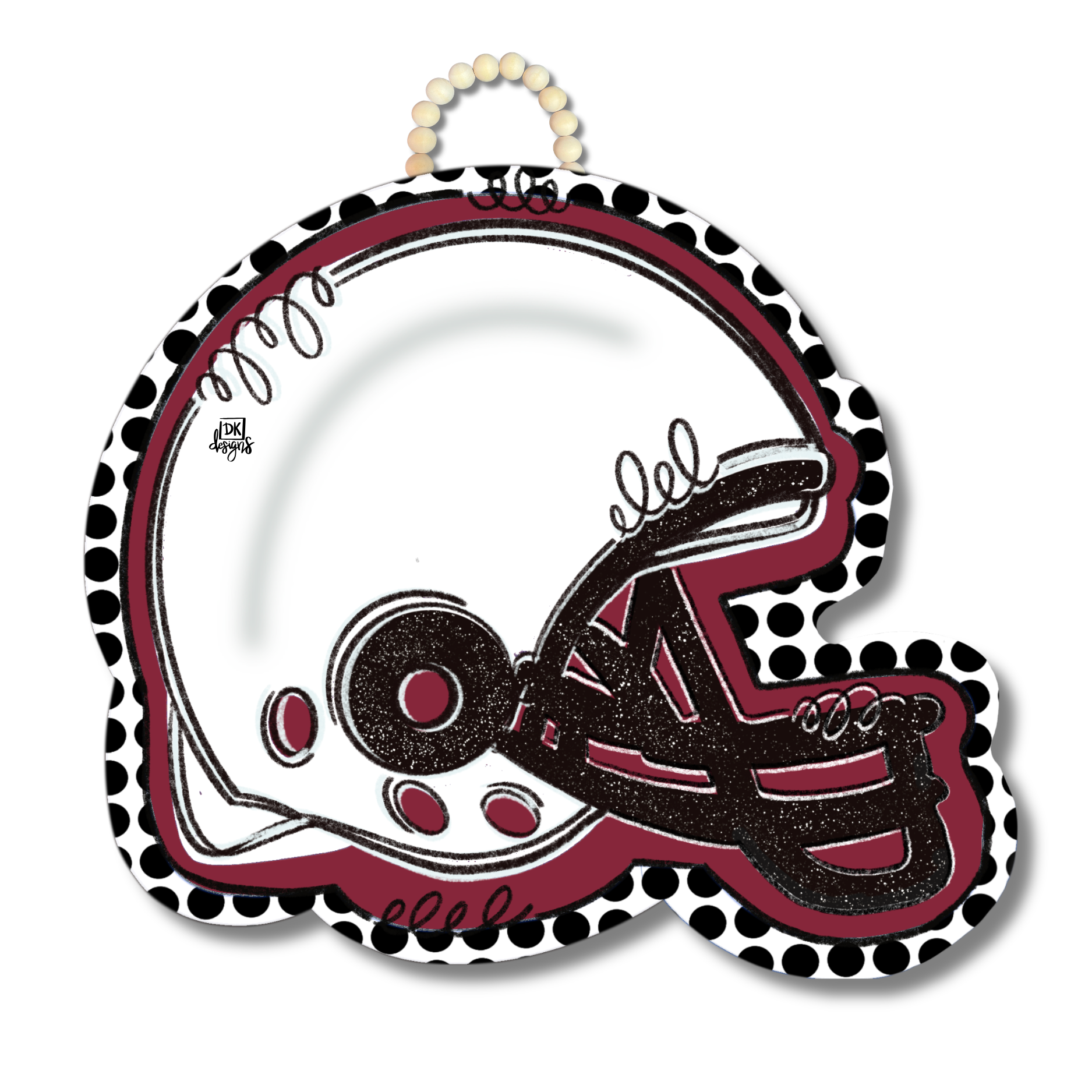 Maroon and White FB Helmet Door Hanger