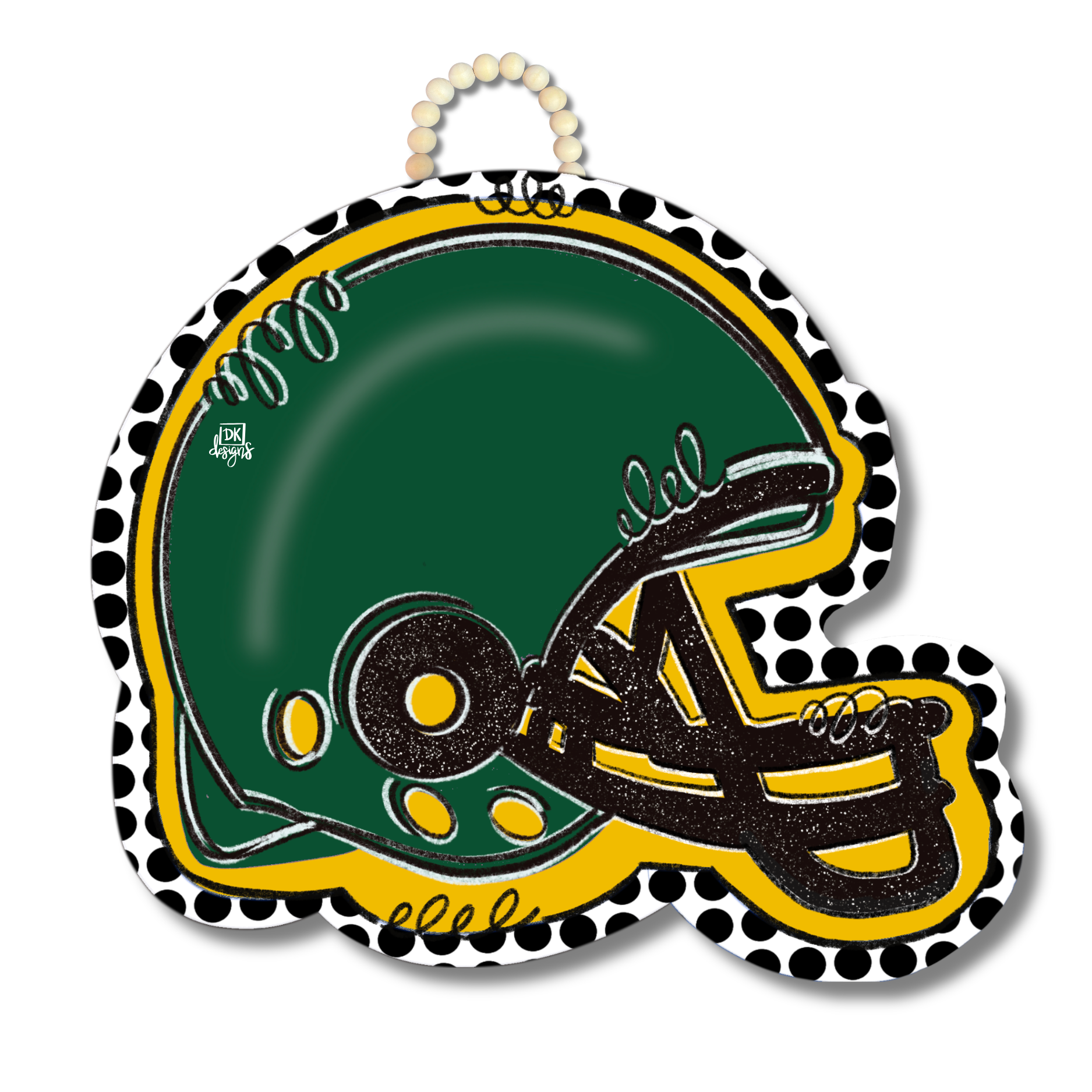 Yellow Gold and Green FB Helmet Door Hanger