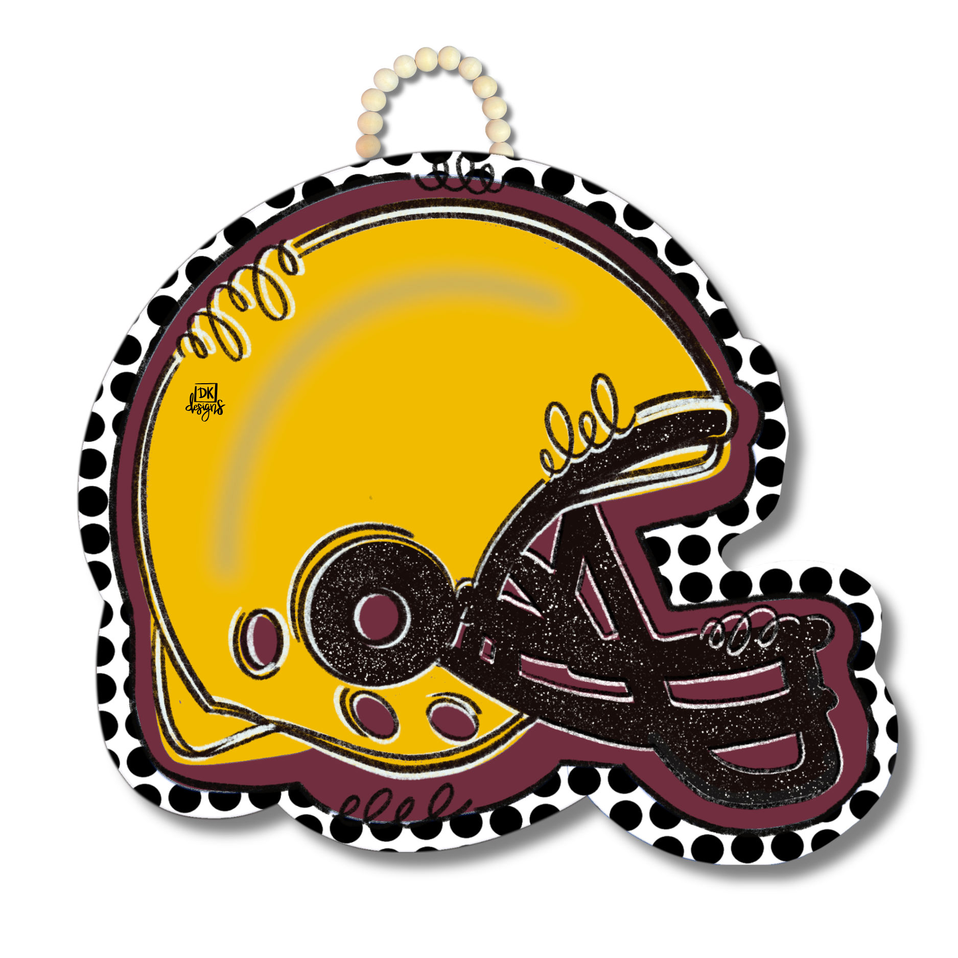 Yellow Gold and Maroon FB Helmet Door Hanger