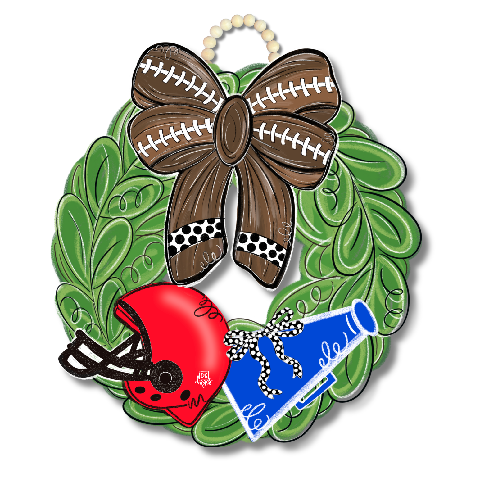 Red and Blue FB Wreath Door Hanger