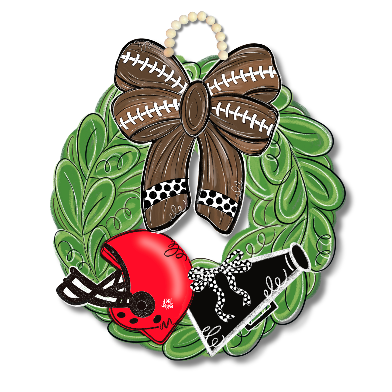 Red and Black FB Wreath Door Hanger