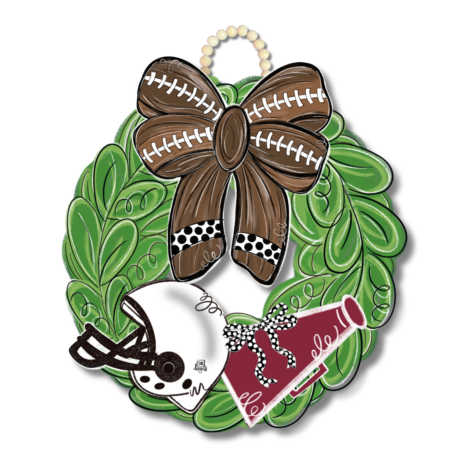 Crimson and White FB Wreath Door Hanger