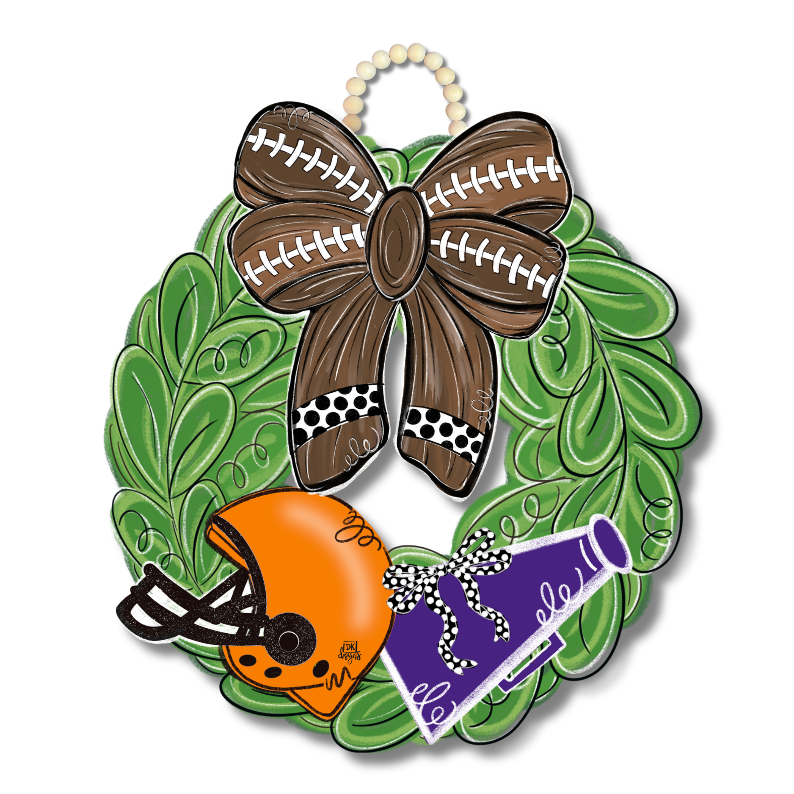 Orange and Purple FB Wreath Door Hanger